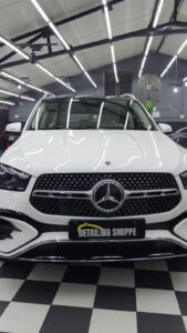 White Mercedes GLE after Supreme PPC paint protection coating at Detailing Shoppe Noida