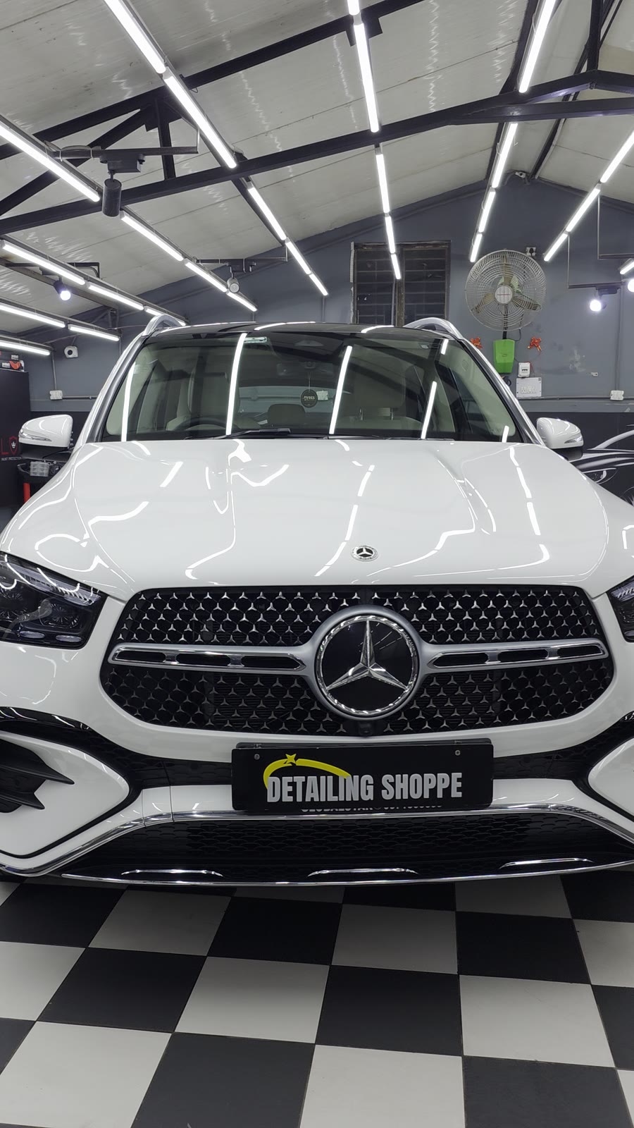 White Mercedes GLE after Supreme PPC paint protection coating at Detailing Shoppe Noida